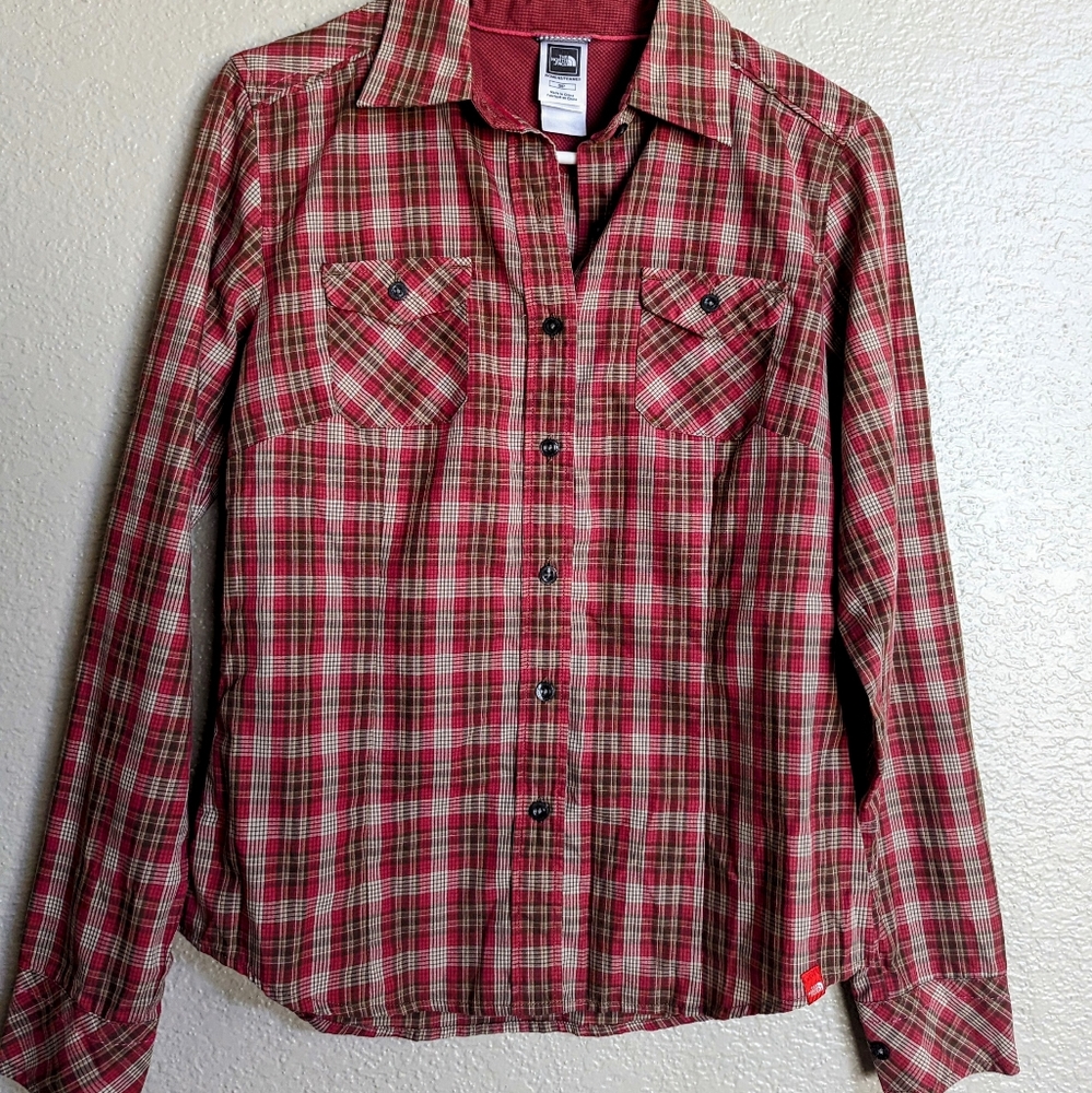 North Face women's bottom down blouse small long sleeve, cuff, embroided